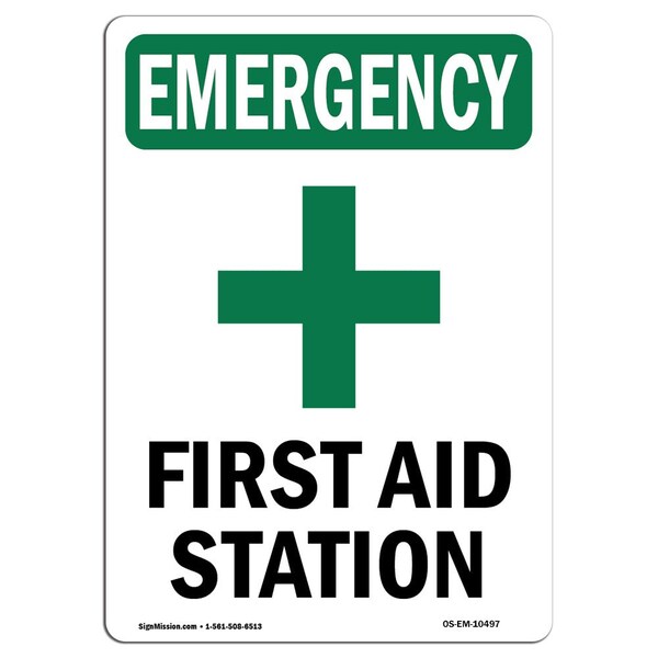 Signmission Safety Sign, OSHA EMERGENCY, 5" Height, First Aid Station, Portrait OS-EM-D-35-V-10497 - main